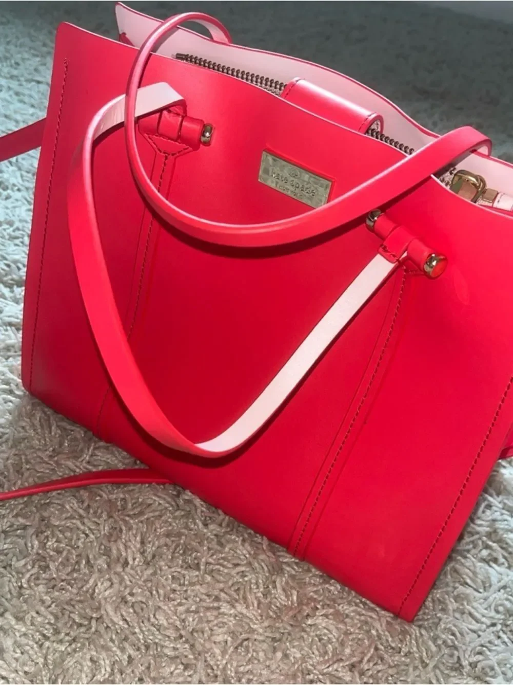 Kate Spade New York Abour Hill Small Elodie Leather Tote Bag in Pink Coral Lux